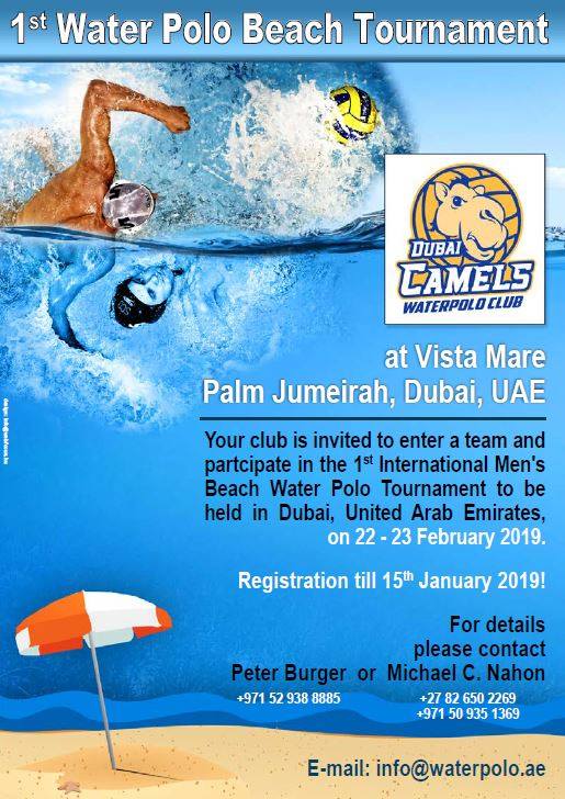 Event poster for water polo in Dubai