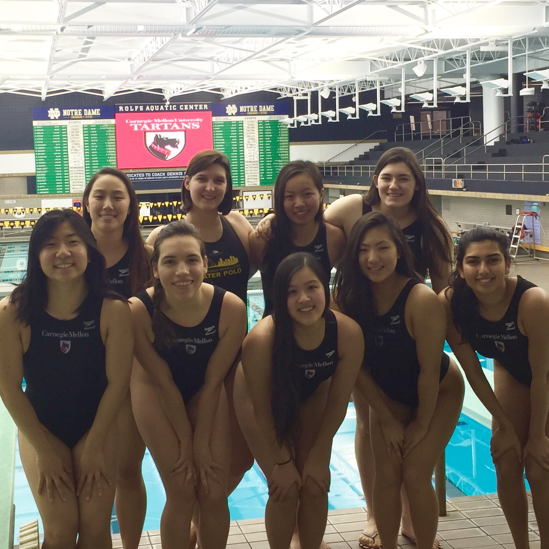 Women water polo players from CMU at Notre Dame